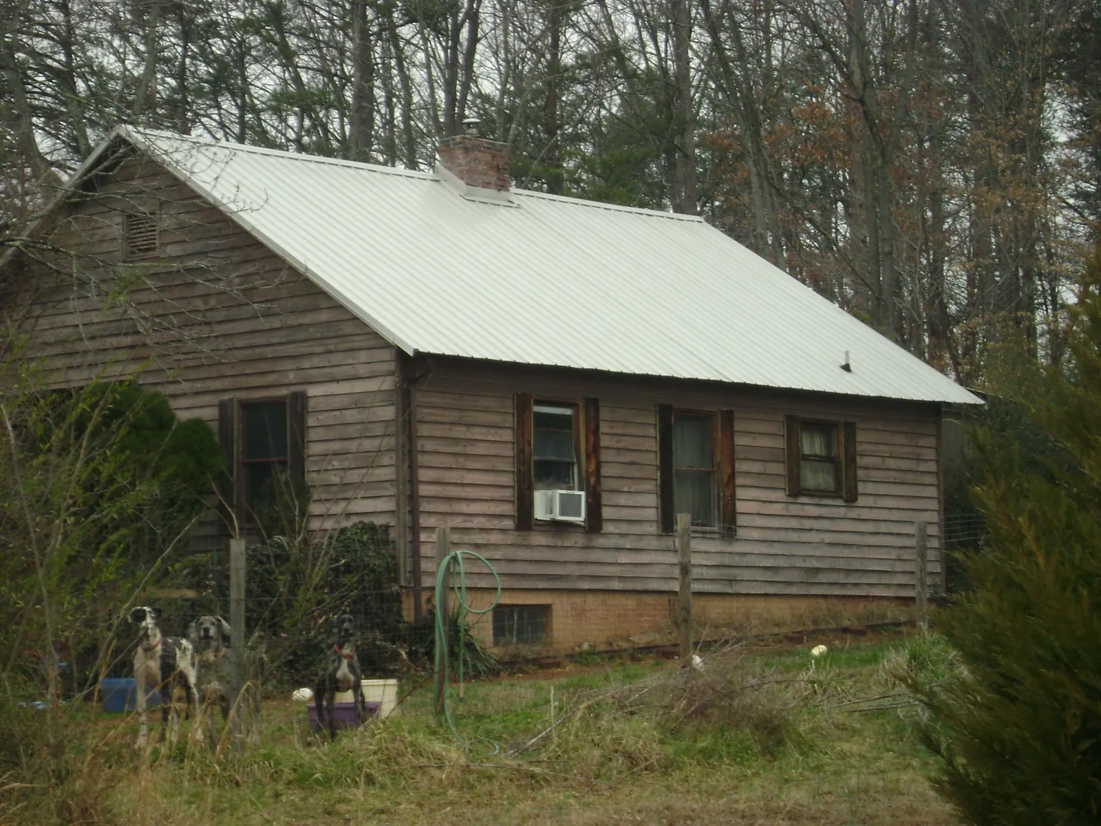 White metal roof on an old wood sided farmhouse, from a Asphalt Shingle Roof Repair job in Free Union